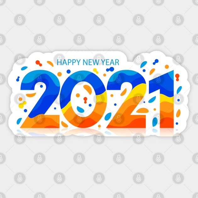 Happy New Year 2021 Sticker by Mako Design 